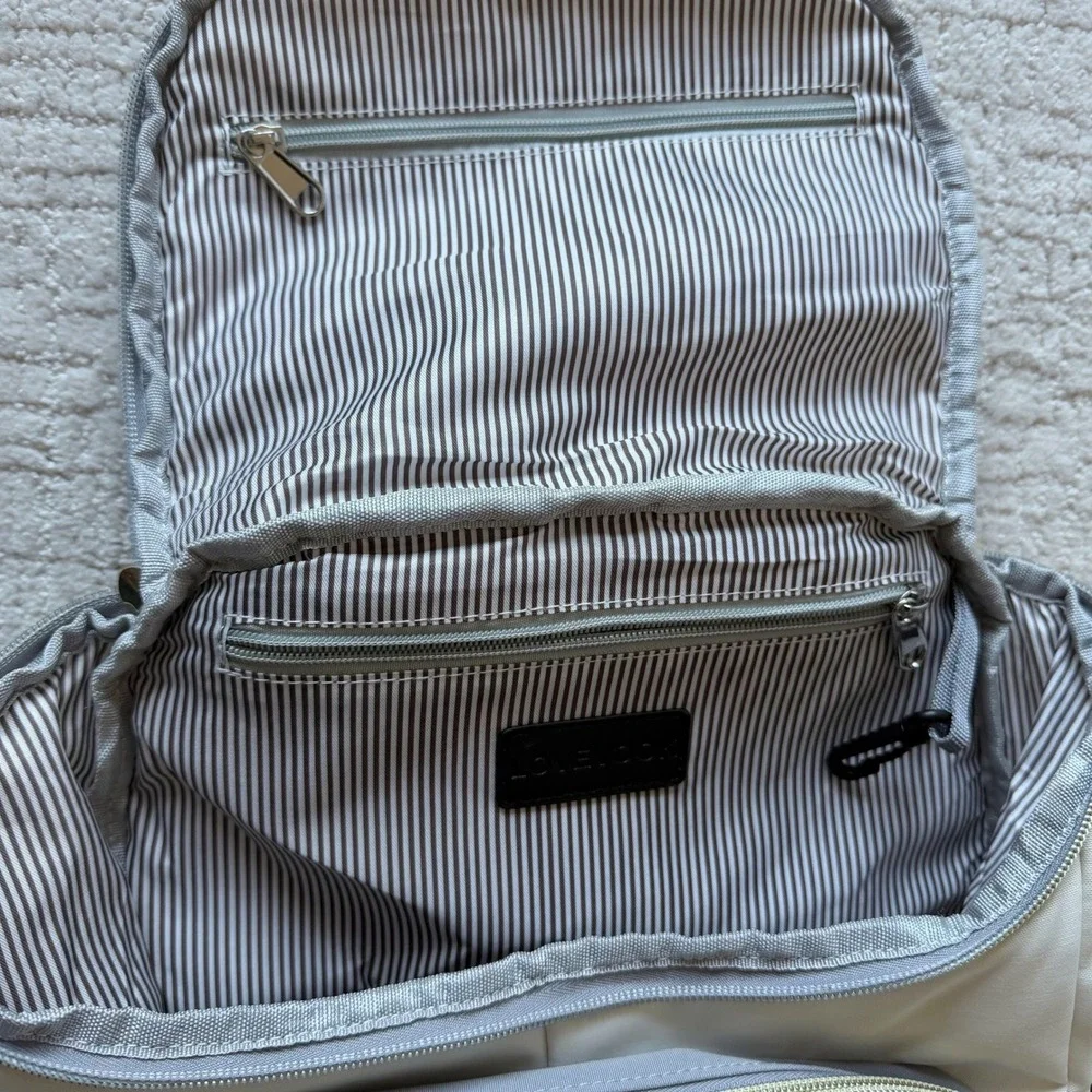 Lovevook Diaper Bag Backpack Grey Cream Quilted Multi-Pocket Travel Bag